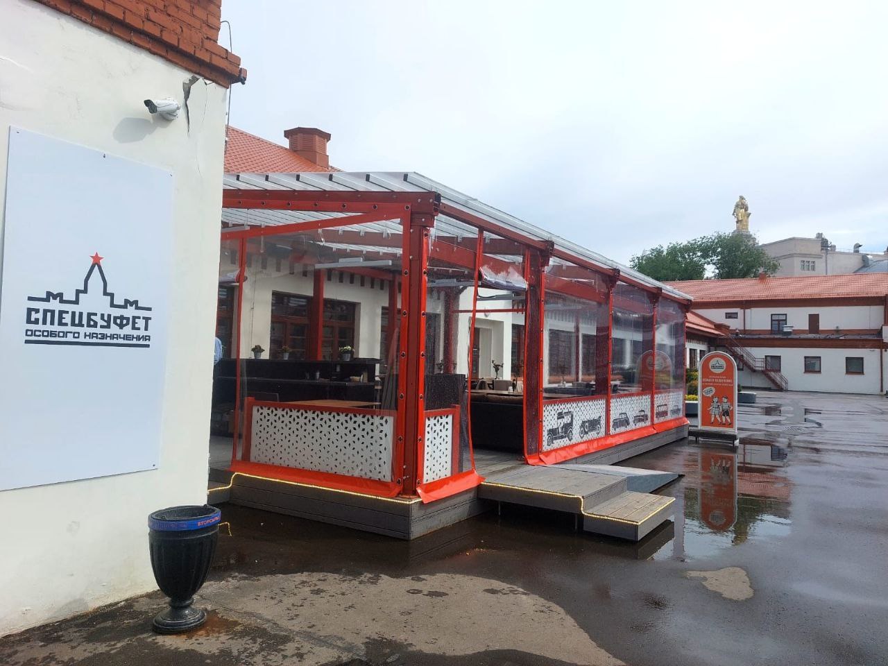ПВХ шторы для летней террасы кафе в Клетне